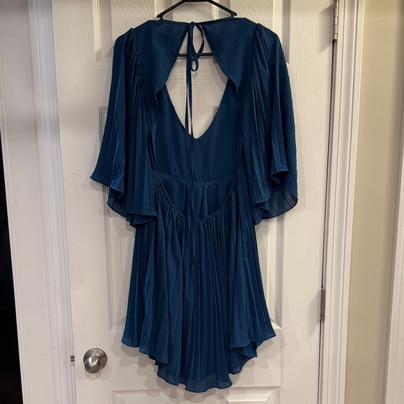 Millau Teal Pleated Dress (size S) - Picture 3 of 3